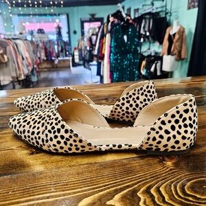 SHEIN Beige Leopard D'Orsay Flats with Black Spots